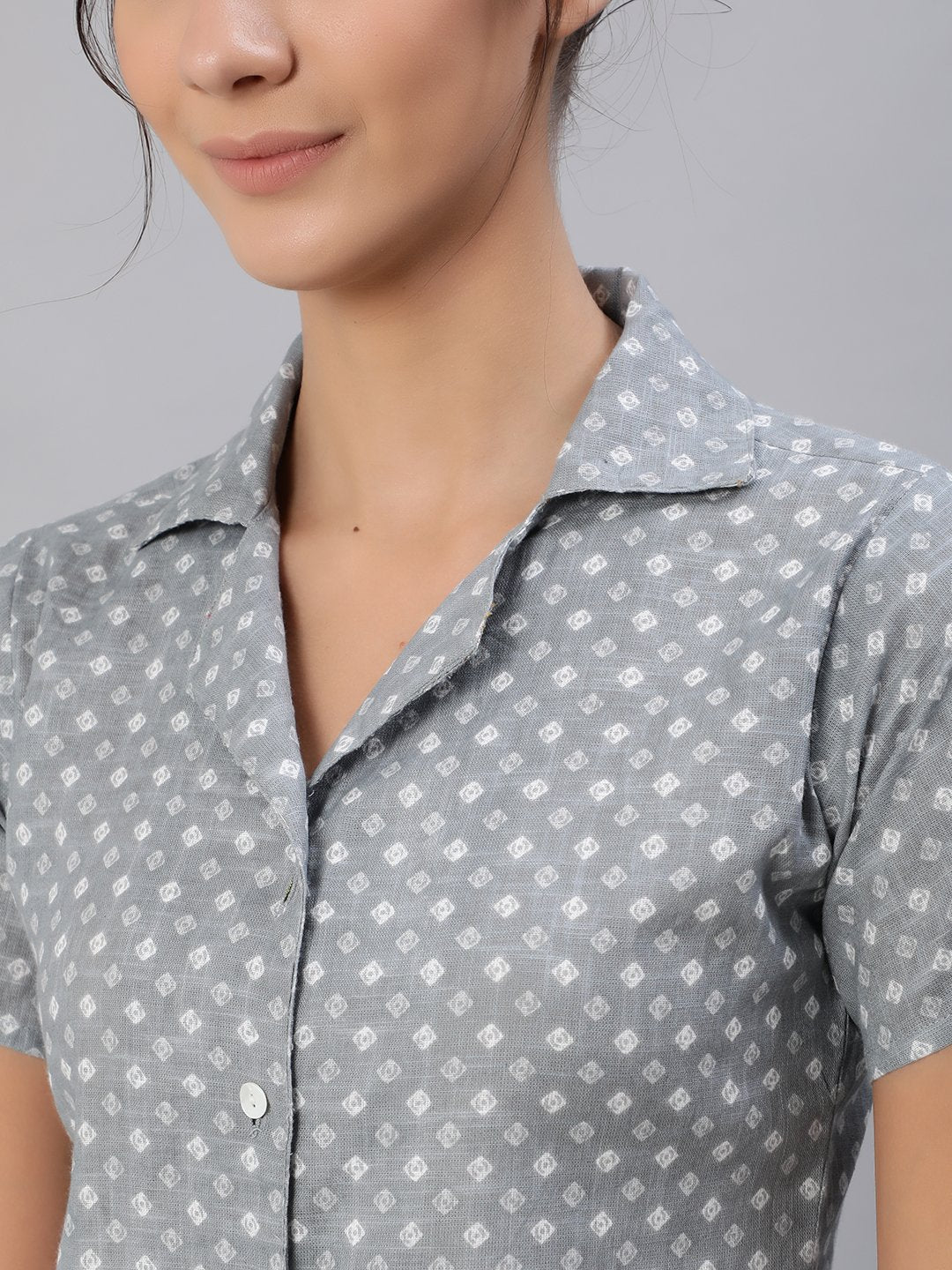 Women Grey Printed Night Suit Set | LASVINI - Redefining Indian Fashion with Elegance