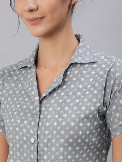 Women Grey Printed Night Suit Set | LASVINI - Redefining Indian Fashion with Elegance