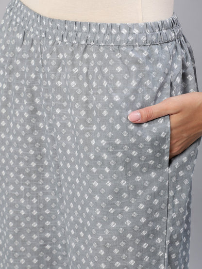 Women Grey Printed Night Suit Set | LASVINI - Redefining Indian Fashion with Elegance