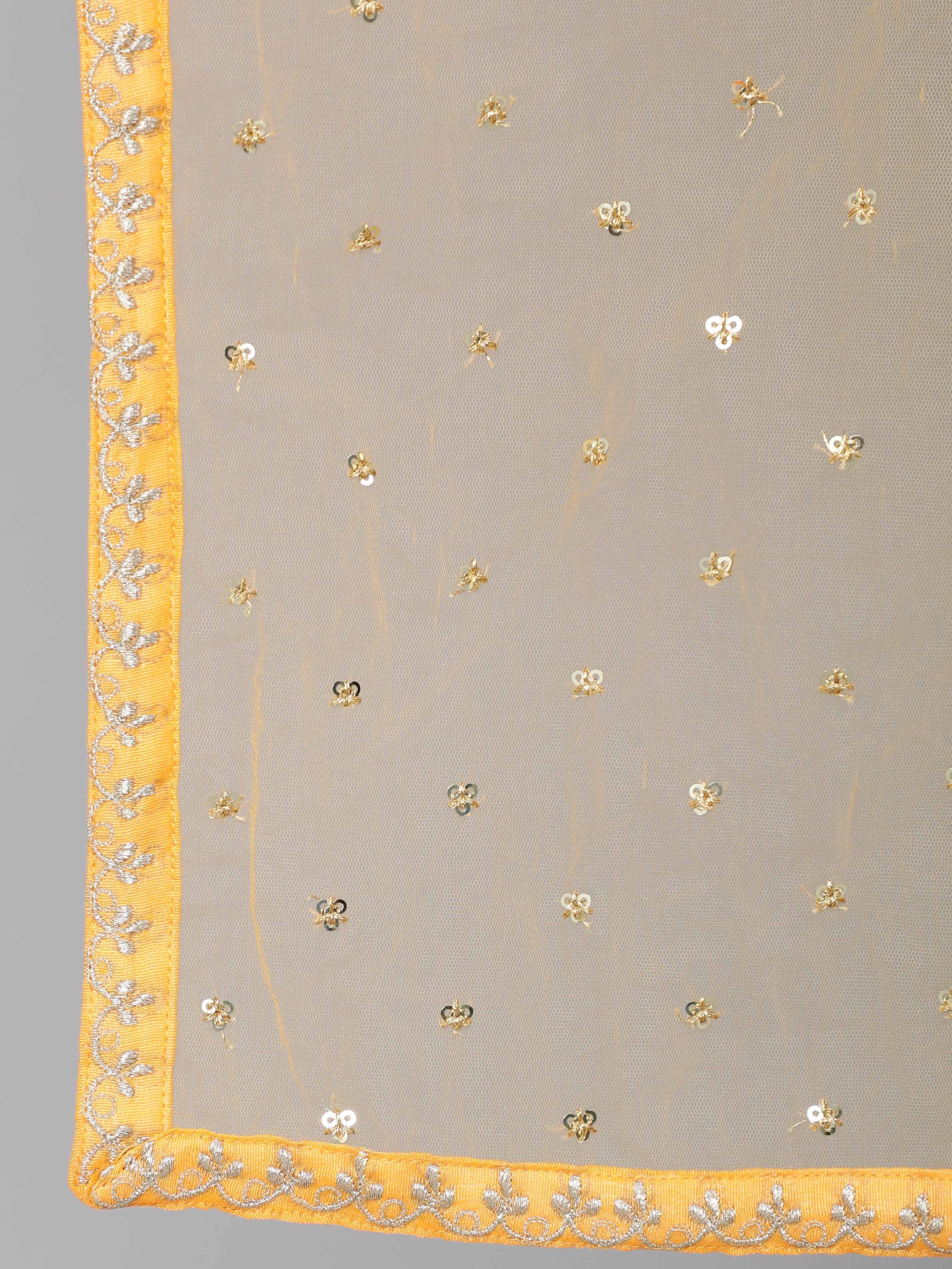 Women Yellow Chanderi Embroidered Straight Kurta Set With Palazo & Sequence Dupatta | LASVINI - Redefining Indian Fashion with Elegance