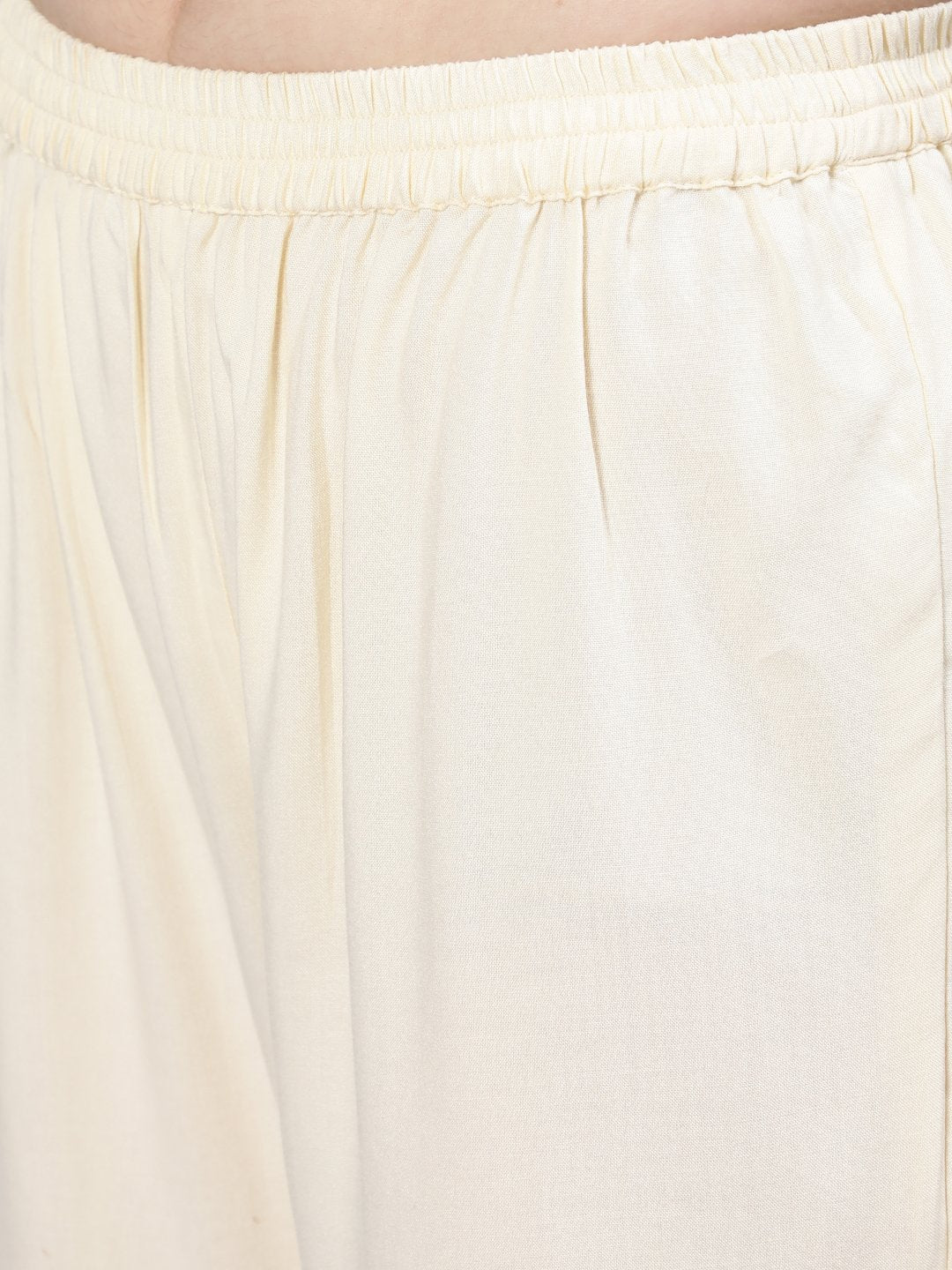 Women Cream Embroidered Flared Kurta With Jacket,Plazo & Dupatta | LASVINI - Redefining Indian Fashion with Elegance