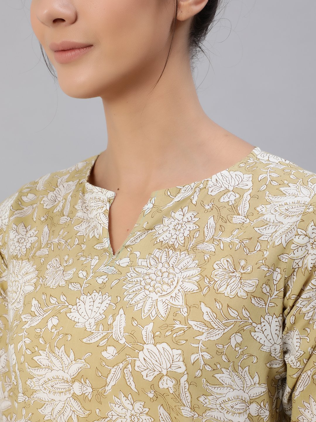 Women Olive Green Floral Printed Night Suit Set | LASVINI - Redefining Indian Fashion with Elegance