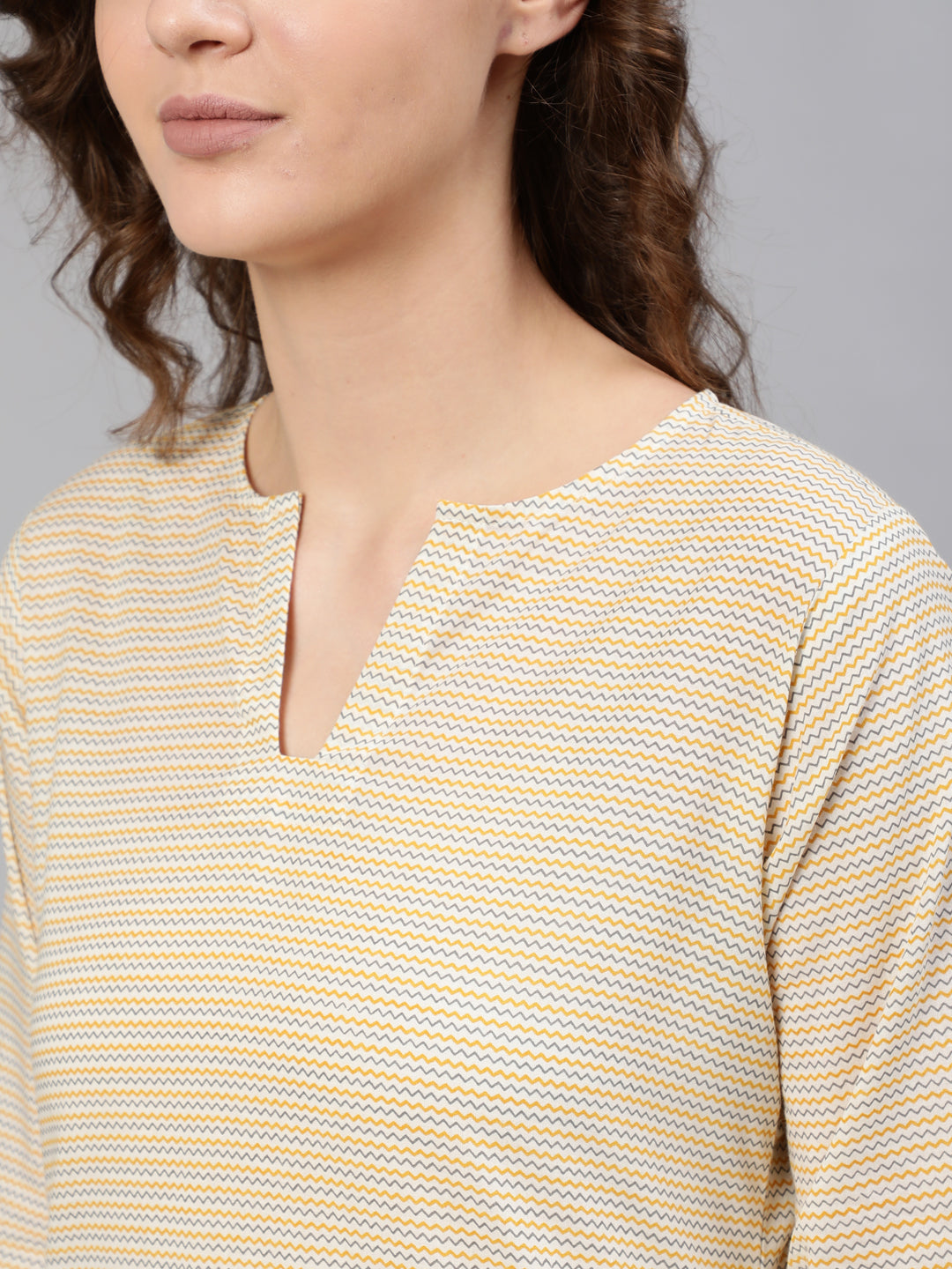 Women Yellow Zig-Zag Printed Night Suit | LASVINI - Redefining Indian Fashion with Elegance