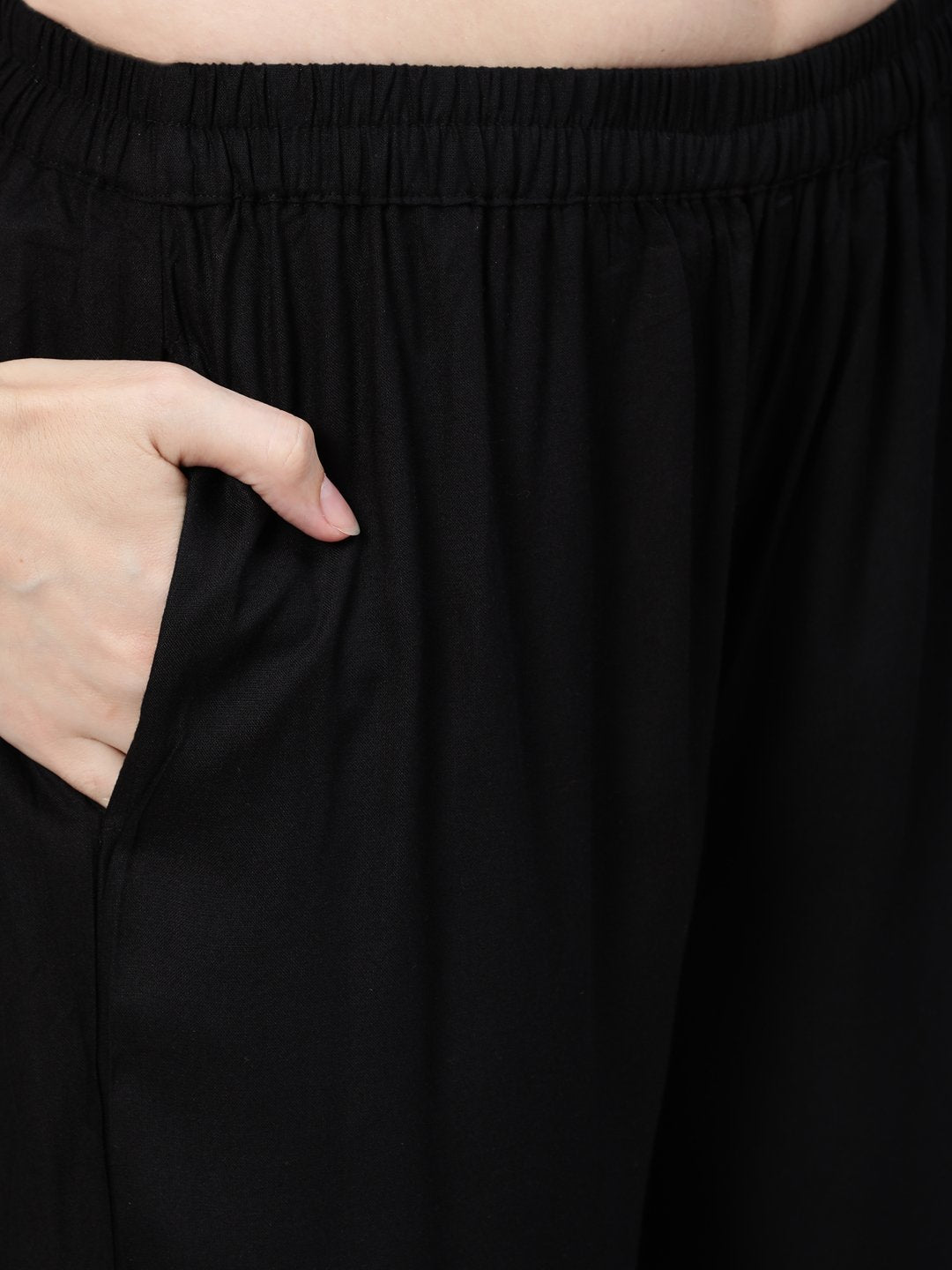 Women Black Sequened Straight Kurta With Plazo & Dupatta | LASVINI - Redefining Indian Fashion with Elegance