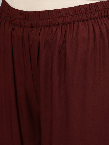 Women Brown  Sequinned Embroidered Straight Kurta With Plazo & Dupatta | LASVINI - Redefining Indian Fashion with Elegance