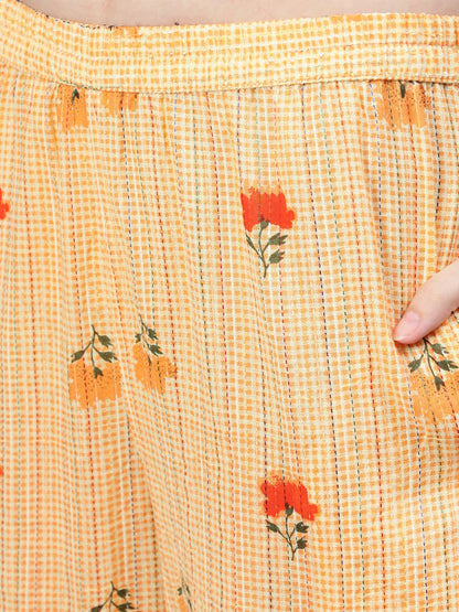 Women Light Yellow Printed Night Suit | LASVINI - Redefining Indian Fashion with Elegance