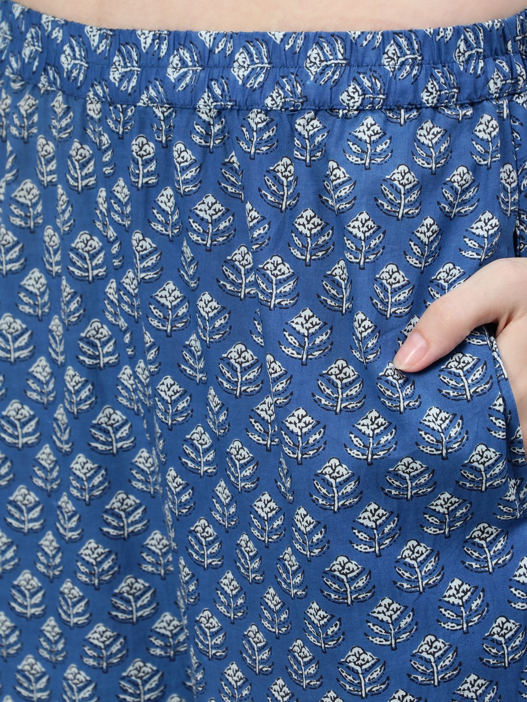 Women Blue Printed Night Suit | LASVINI - Redefining Indian Fashion with Elegance