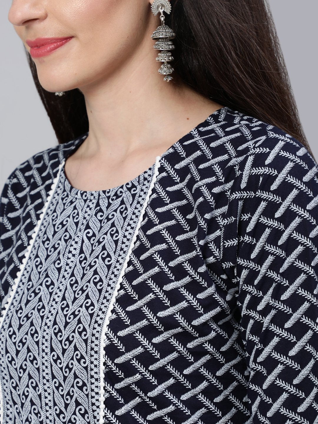 Women Black & White Printed Straight Kurta With Plazo & Dupatta | LASVINI - Redefining Indian Fashion with Elegance