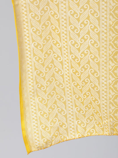 Women Yellow & White Printed Straight Kurta With Plazo & Dupatta | LASVINI - Redefining Indian Fashion with Elegance