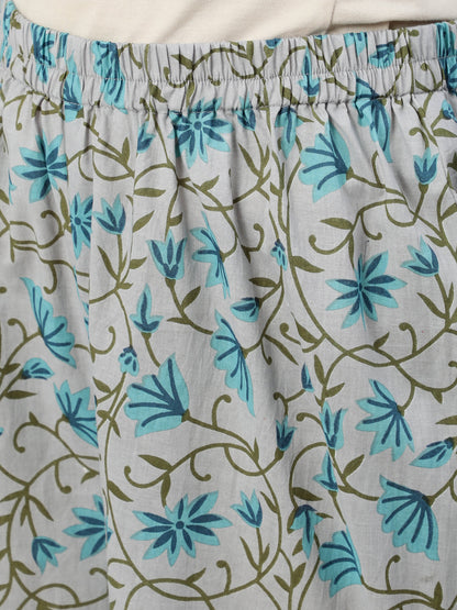 Women Off-White Printed Flared Kurta With Trouser & Dupatta | LASVINI - Redefining Indian Fashion with Elegance