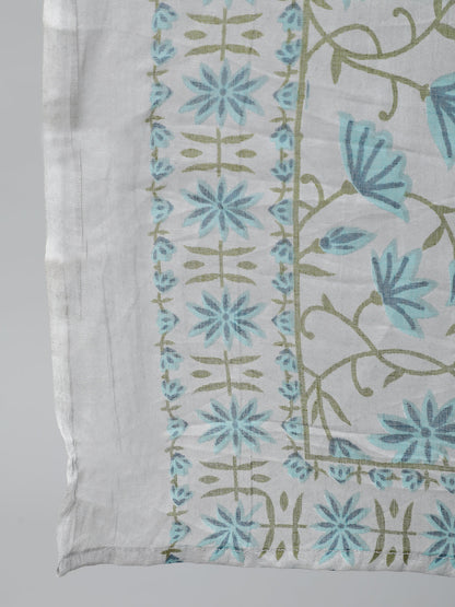 Women Off-White Printed Flared Kurta With Trouser & Dupatta | LASVINI - Redefining Indian Fashion with Elegance