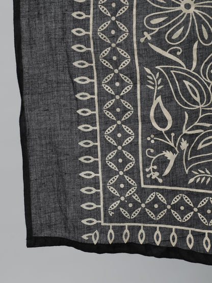 Women Black Ethnic Printed Straight Kurta With Palazzo & Dupatta | LASVINI - Redefining Indian Fashion with Elegance