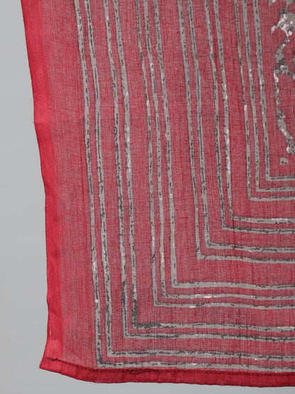 Women Maroon Striped Pure Cotton Kurta With Palazzos & Dupatta | LASVINI - Redefining Indian Fashion with Elegance