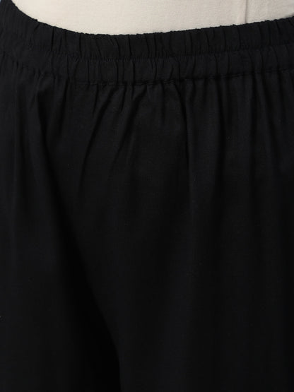 Women Black Gathered Kurta With Plazo & Dupatta | LASVINI - Redefining Indian Fashion with Elegance