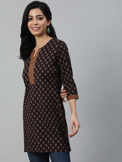 Women Dark Purple Printed Tunic | LASVINI - Redefining Indian Fashion with Elegance