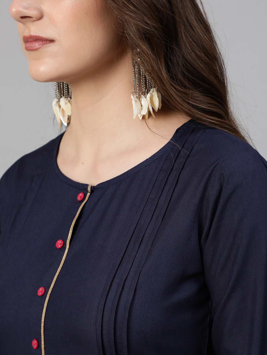 Women Navy Blue Solid Gathered Kurta With Palazzo And Sequance  Dupatta | LASVINI - Redefining Indian Fashion with Elegance