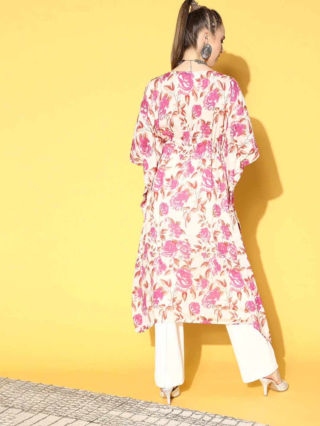 Women Off-White Printed Kaftan Kurta | LASVINI - Redefining Indian Fashion with Elegance