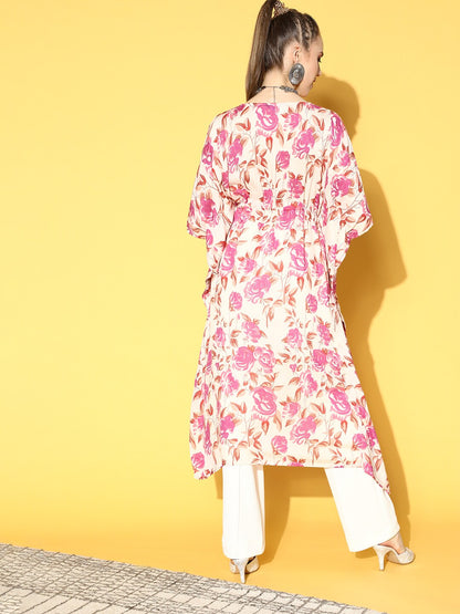 Women Off-White Printed Kaftan Kurta | LASVINI - Redefining Indian Fashion with Elegance