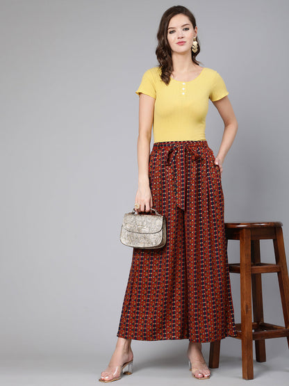 Women Multi Colored Wide Legged Palazo With Side Pockets | LASVINI - Redefining Indian Fashion with Elegance