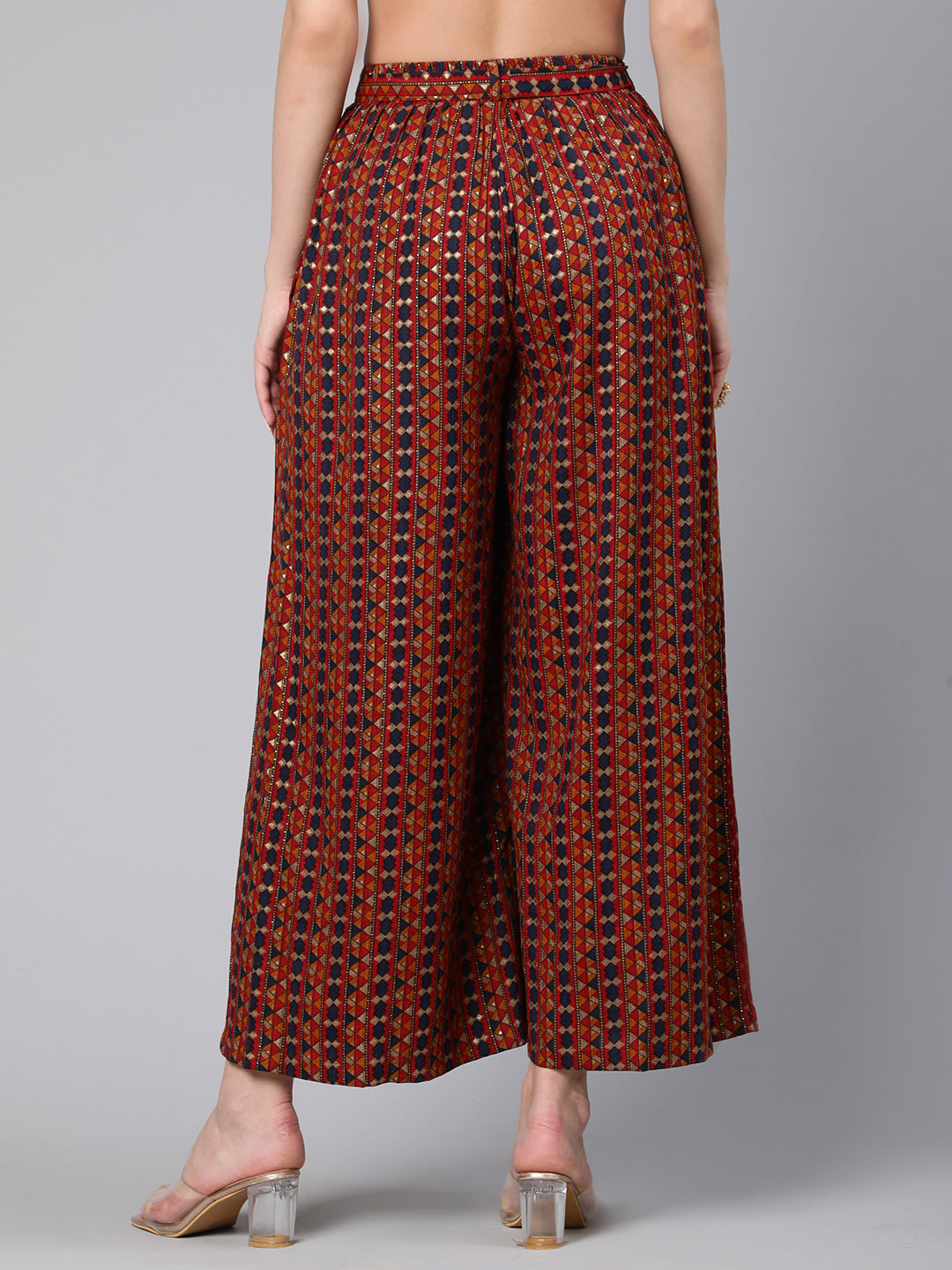 Women Multi Colored Wide Legged Palazo With Side Pockets | LASVINI - Redefining Indian Fashion with Elegance