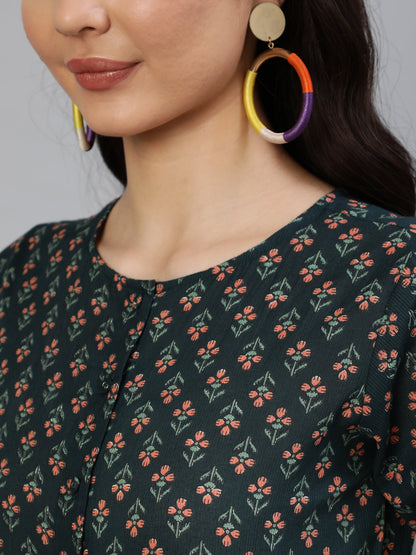 Women Green Printed Jumpsuit With Side Pockets | LASVINI - Redefining Indian Fashion with Elegance