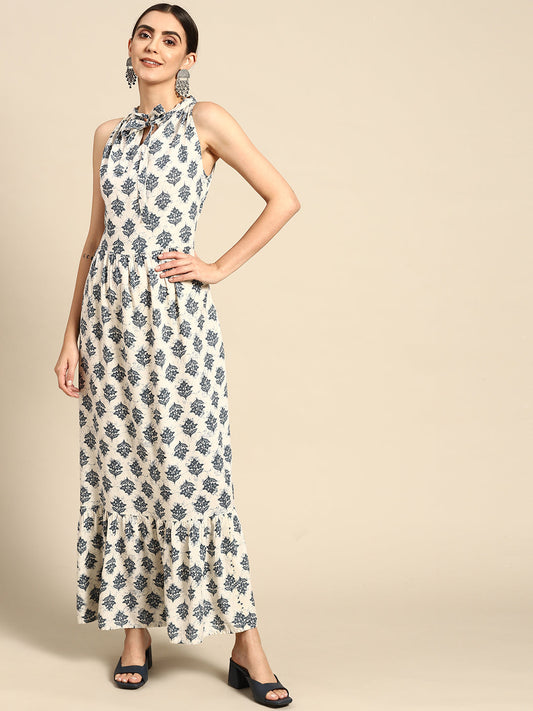 Women Off White Halter Neck Dress | LASVINI - Redefining Indian Fashion with Elegance
