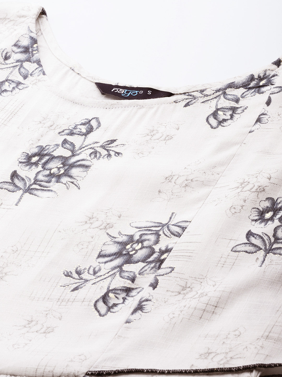 Women Off White Floral Printed Dress With Pockets | LASVINI - Redefining Indian Fashion with Elegance