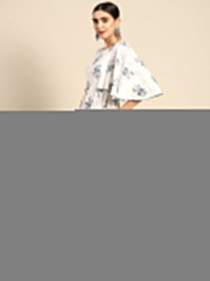 Women Off White Floral Printed Dress With Pockets | LASVINI - Redefining Indian Fashion with Elegance