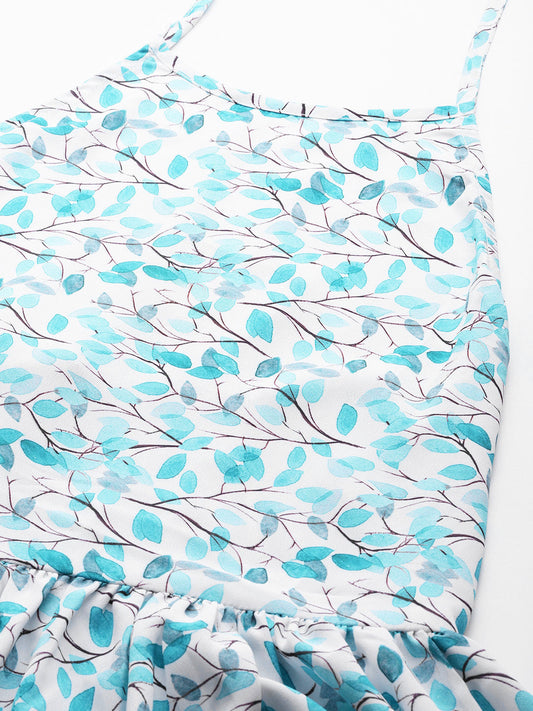 Women Off White & Green Halter Dress | LASVINI - Redefining Indian Fashion with Elegance