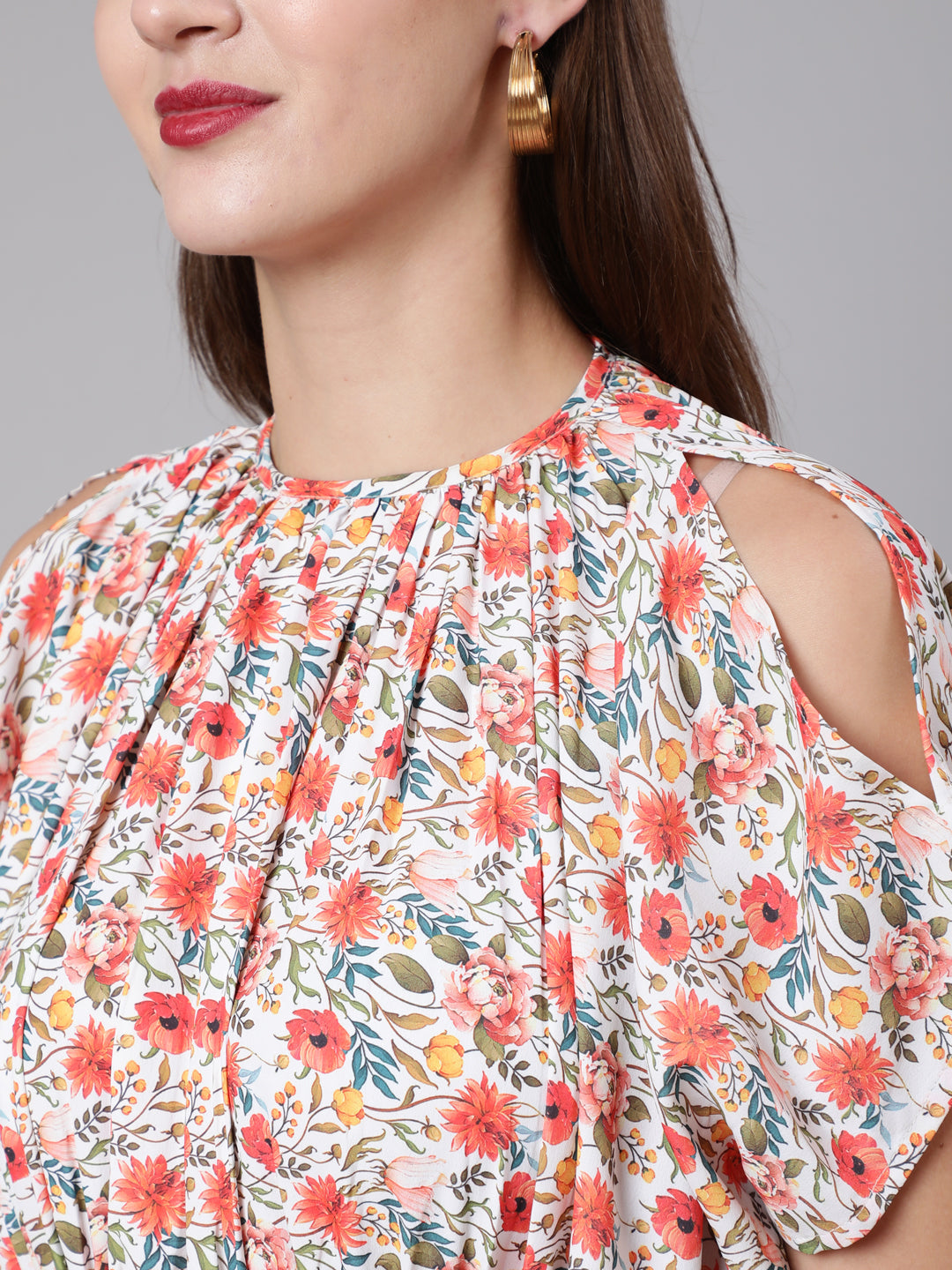 Women Multi Printed Flared Dress With Halter Neck | LASVINI - Redefining Indian Fashion with Elegance