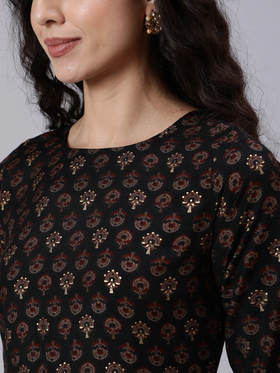 Women Green Printed Maslen Flared Dress With Boat Neck | LASVINI - Redefining Indian Fashion with Elegance