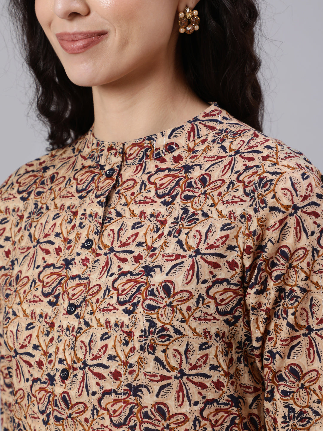 Women Multi Color Printed Straight Tunic With Three Quarter Sleeves | LASVINI - Redefining Indian Fashion with Elegance
