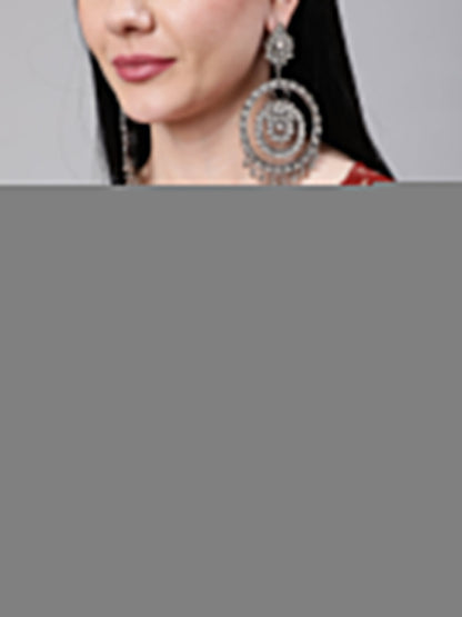 Women Maroon Ethnic Printed Straight Kurta With Three Quarter Sleeves | LASVINI - Redefining Indian Fashion with Elegance