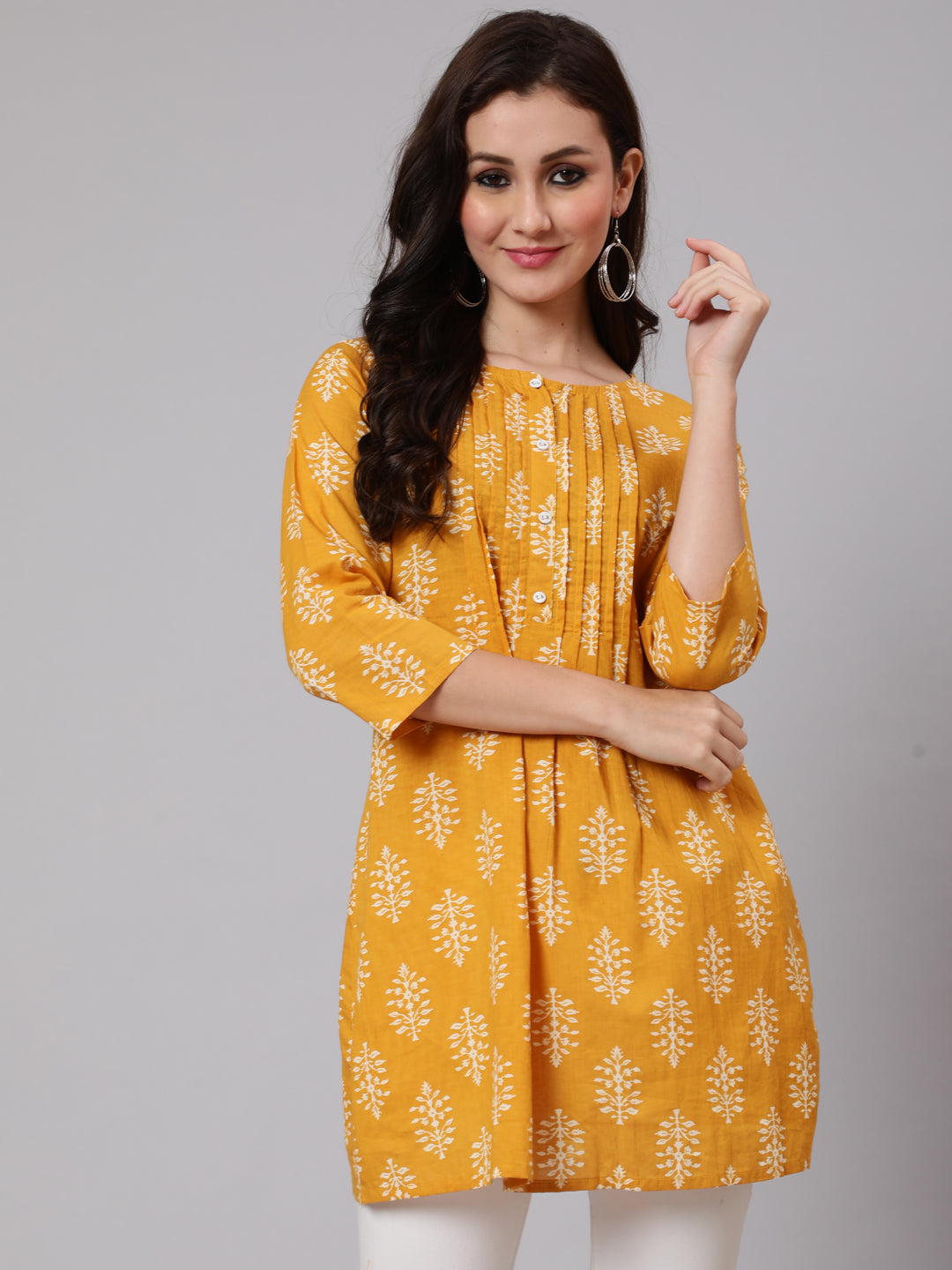 Women Mustard Ethnic Printed Tunic | LASVINI - Redefining Indian Fashion with Elegance