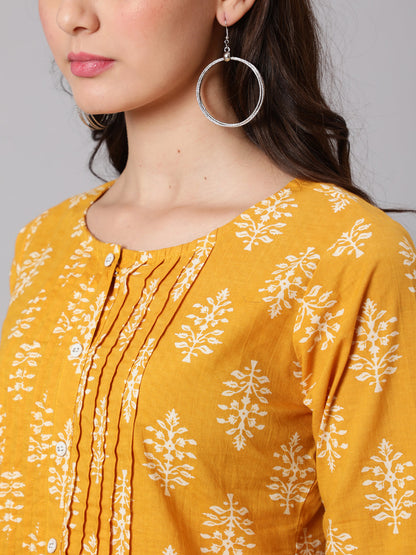 Women Mustard Ethnic Printed Tunic | LASVINI - Redefining Indian Fashion with Elegance