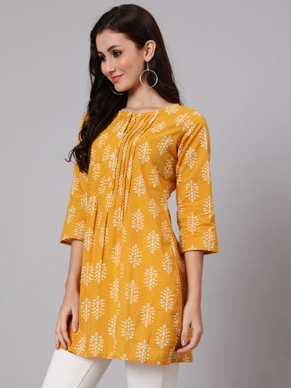 Women Mustard Ethnic Printed Tunic | LASVINI - Redefining Indian Fashion with Elegance