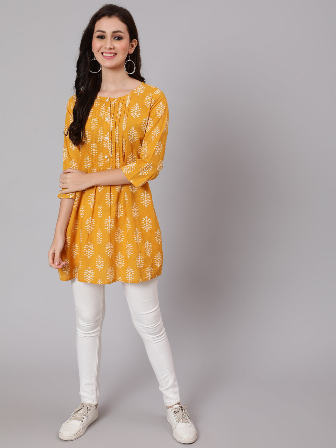 Women Mustard Ethnic Printed Tunic | LASVINI - Redefining Indian Fashion with Elegance