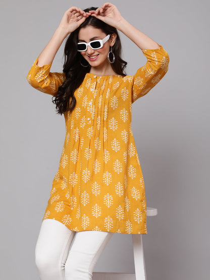 Women Mustard Ethnic Printed Tunic | LASVINI - Redefining Indian Fashion with Elegance