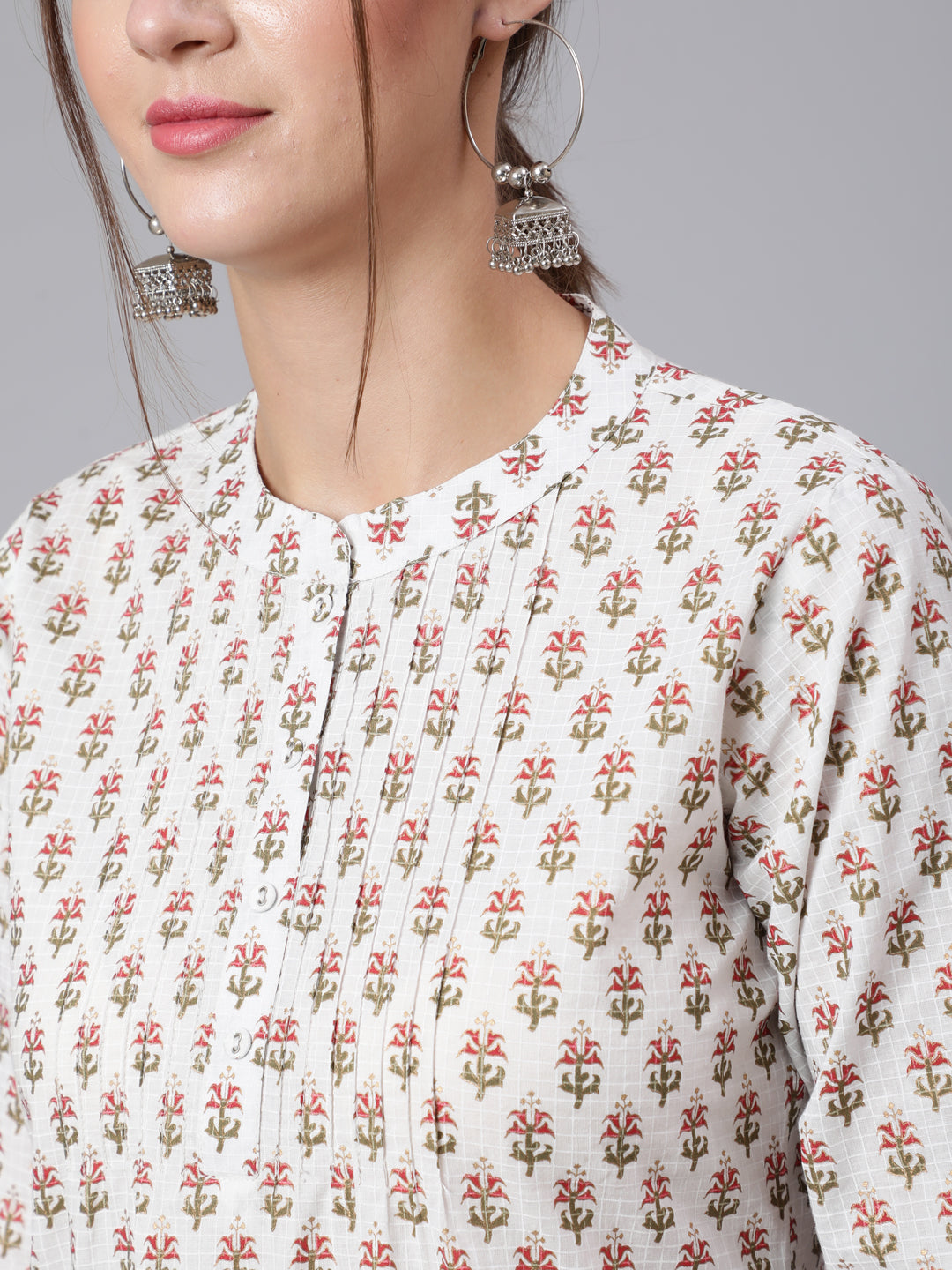 Women Off-White Straight Tunic With Three Quaretr Sleeves | LASVINI - Redefining Indian Fashion with Elegance