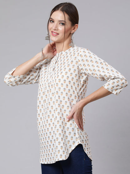 Women Off-White Straight Tunic With Three Quaretr Sleeves | LASVINI - Redefining Indian Fashion with Elegance