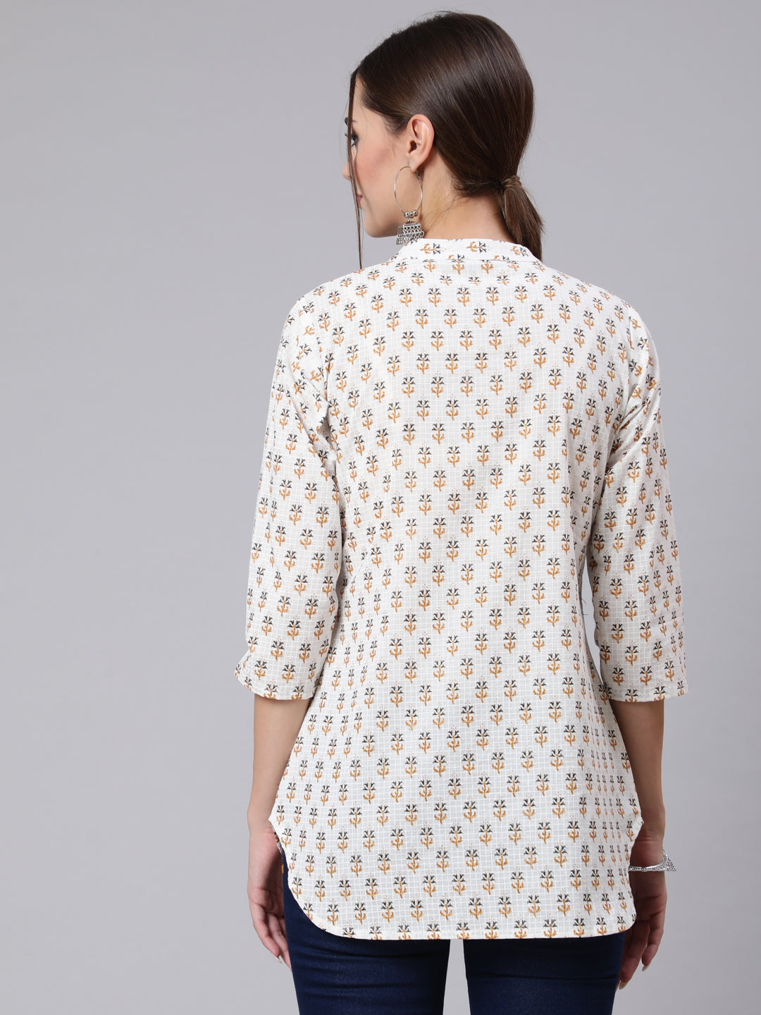 Women Off-White Straight Tunic With Three Quaretr Sleeves | LASVINI - Redefining Indian Fashion with Elegance