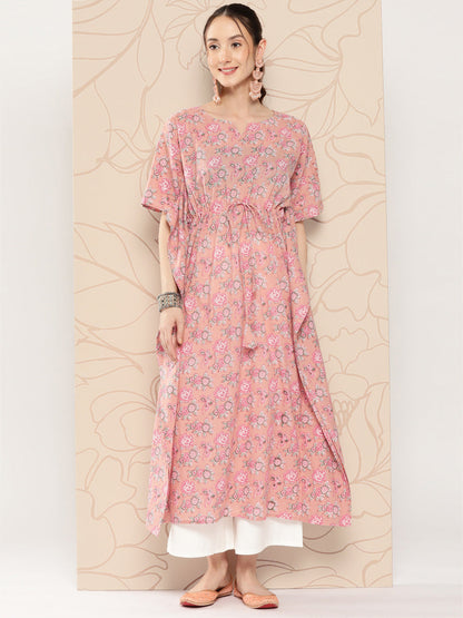 Women Pink Ethnic Printed Kaftan | LASVINI - Redefining Indian Fashion with Elegance
