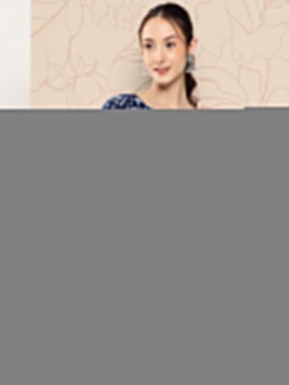 Women Navy Blue Ethnic Printed Kaftan | LASVINI - Redefining Indian Fashion with Elegance