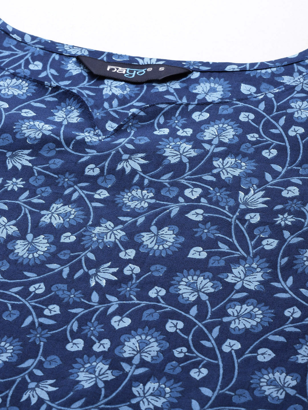 Women Blue Ethnic Printed Straight Kurta With Three Quarter Sleeves | LASVINI - Redefining Indian Fashion with Elegance