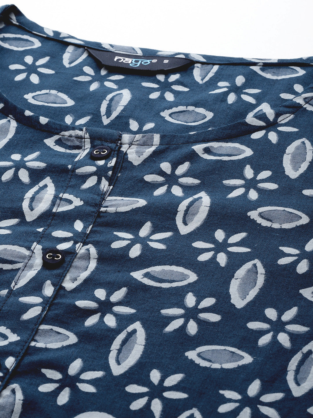 Women Blue Ethnic Printed Straight Kurta With Three Quarter Sleeves | LASVINI - Redefining Indian Fashion with Elegance