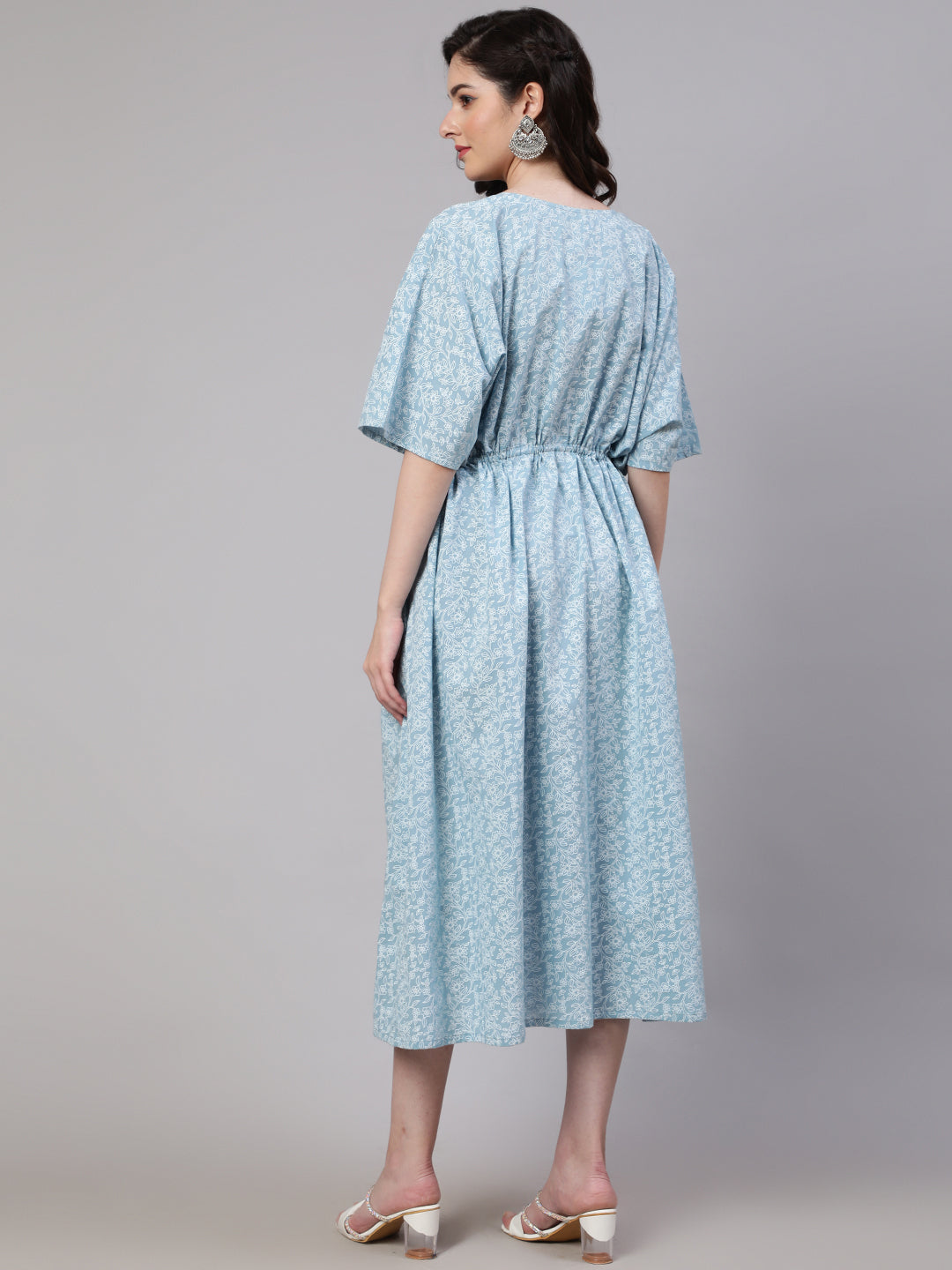 Women Blue Ethnic Printed Kaftan | LASVINI - Redefining Indian Fashion with Elegance