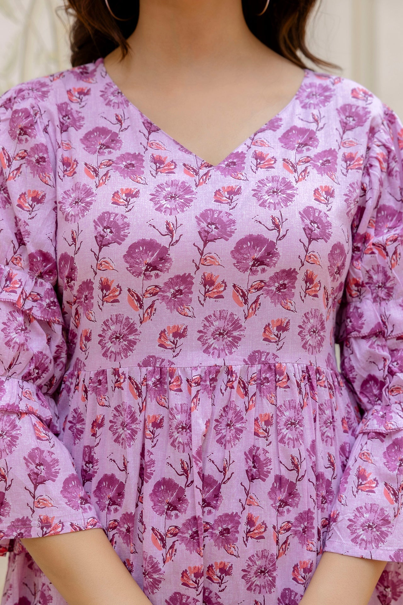 Women Pink Printed Flared Dress | LASVINI - Redefining Indian Fashion with Elegance