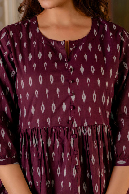 Women Burgundy Peplum Tunic | LASVINI - Redefining Indian Fashion with Elegance