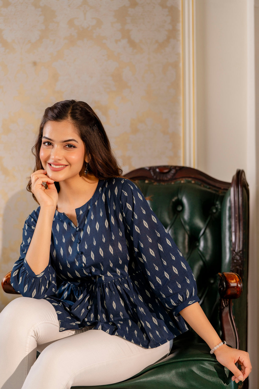 Women Blue Peplum Tunic | LASVINI - Redefining Indian Fashion with Elegance