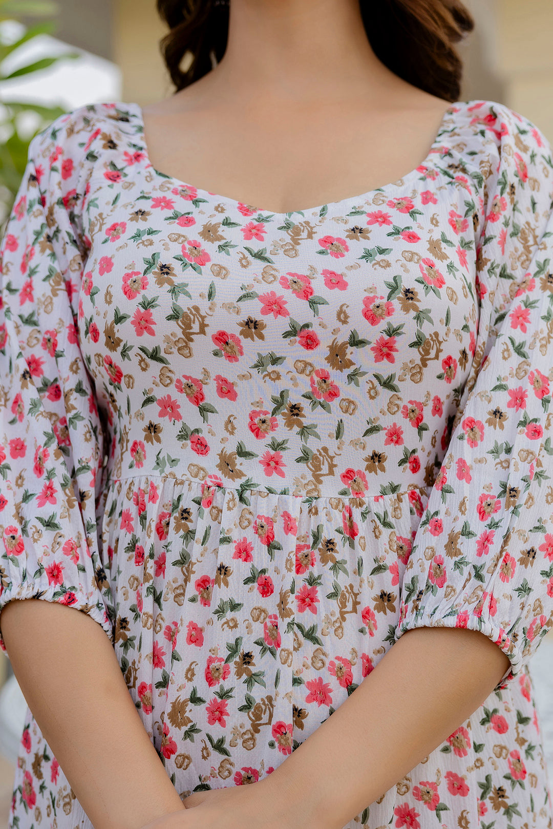 Women Off-White Printed Flared Dress | LASVINI - Redefining Indian Fashion with Elegance